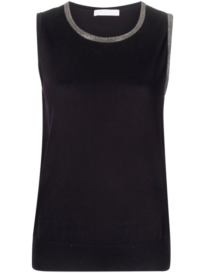 Fabiana Filippi Embellished Fine-knit Tank Top In Black