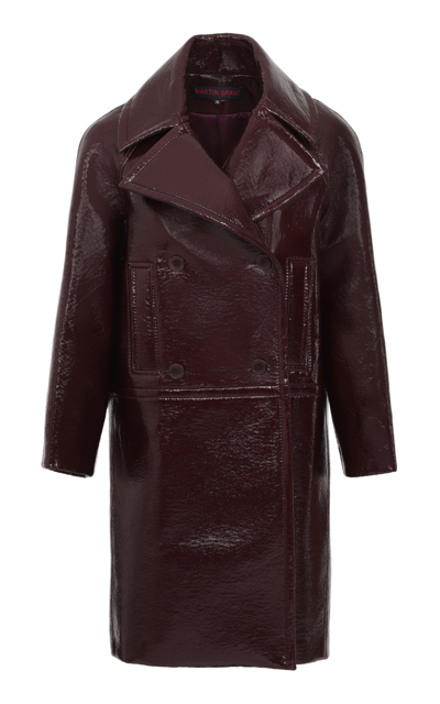 Martin Grant Women's Double-breasted Lacquered Pea Coat In Burgundy