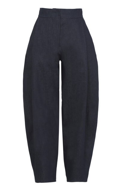 Martin Grant Women's Pleated Cotton Carrot Pants In Dark Wash