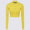 Dolce & Gabbana Dg Ribbed-knit Silk Cropped Sweater In Yellow