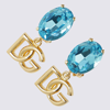 DOLCE & GABBANA LIGHT BLUE GLASS AND BRASS EARRINGS