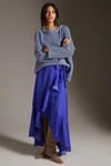 Maeve Ruffled Wrap Maxi Skirt In Blue