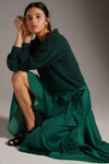 Maeve Ruffled Wrap Maxi Skirt In Green