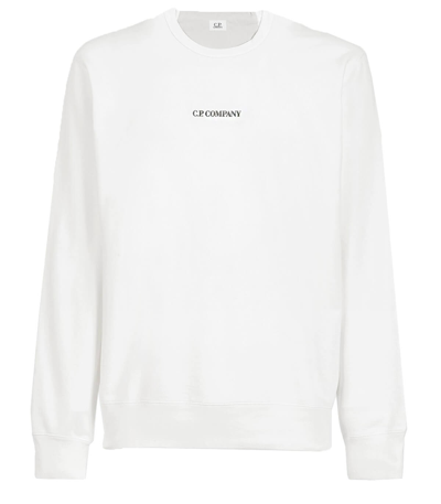 C.p. Company Light Fleece Cream Sweatshirt With Logo In White