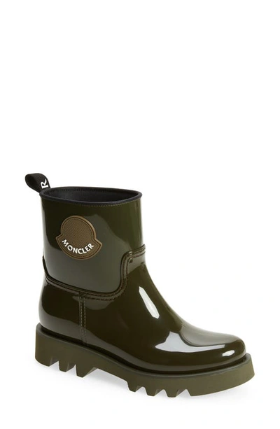 Moncler Ginette Waterproof Rubber Rain Boots In Military