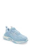 Balenciaga Men's Triple S Low Top Sneakers In Light Blue/ White