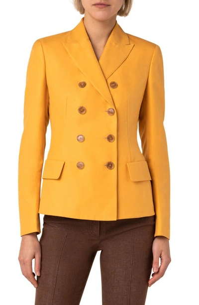 Akris Glorie Double Breasted Cotton & Silk Blend Jacket In Marigold