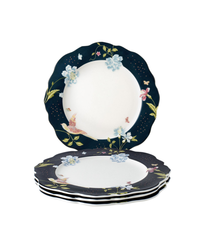 Laura Ashley Heritage Collectables Midnight Uni Irregular Plates In Gift Box, Set Of 4 In White With Dark Blue