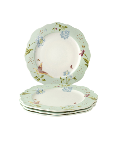 Laura Ashley Heritage Collectables Mint Uni Irregular Plates In Gift Box, Set Of 4 In White With Green
