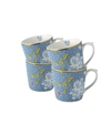 Laura Ashley Closeout!  Heritage Collectables 10 oz Seaspray Uni Mugs In Gift Box, Set Of 4 In White With Light Blue
