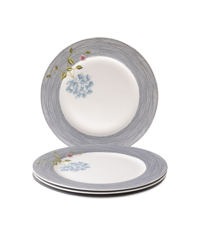 Laura Ashley Heritage Collectables Midnight Pinstripe Plates In Gift Box, Set Of 4 In White With Blue Stripes