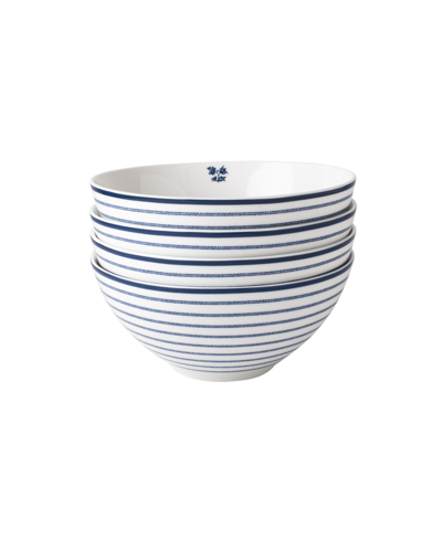 Laura Ashley Blueprint Collectables Candy Stripe Bowls In Gift Box, Set Of 4 In White With Blue