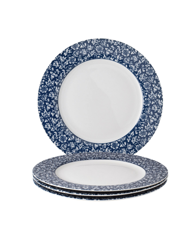 Laura Ashley Blueprint Collectables Sweet Allysum Plates In Gift Box, Set Of 4 In White With Blue