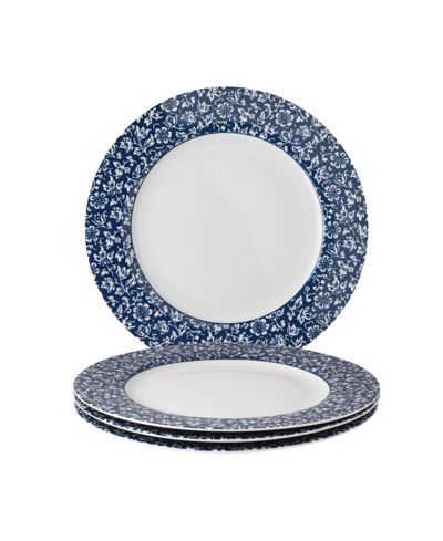 Laura Ashley Closeout!  Blueprint Collectables Sweet Allysum Plates In Gift Box, Set Of 4 In White With Blue