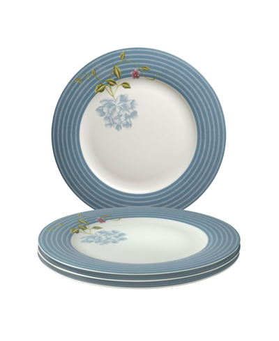 Laura Ashley Heritage Collectables Seaspray Candy Plates In Gift Box, Set Of 4 In White With Blue Stripes