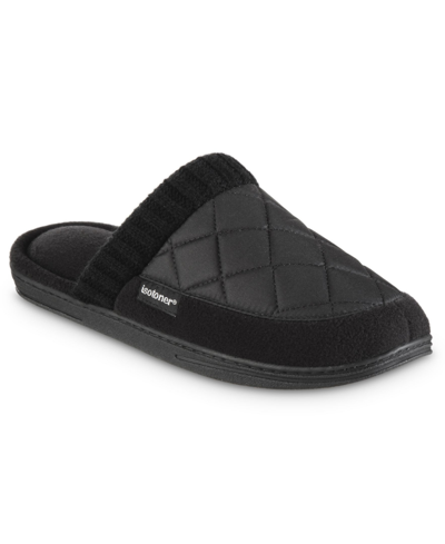 Isotoner Men's Memory Foam Quilted Levon Clog Slippers In Black