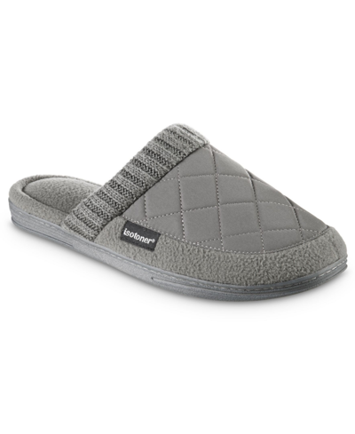 Isotoner Men's Memory Foam Quilted Levon Clog Slippers In Ash