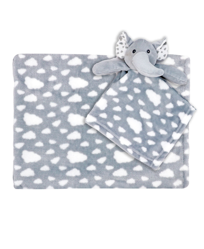 Baby Mode Baby Boys And Girls Elephant Nunu And Blanket, 2 Piece Set In Gray And White