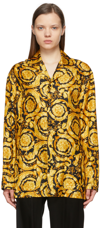 Versace Printed Silk-twill Pajama Shirt In A7900 Gold + Print