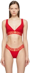 Versace Stretch-cotton Soft-cup Triangle Bra In Rosso