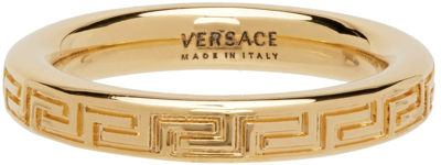 Versace Gold Engraved Greek Key Ring In D00o Gold