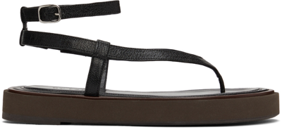 By Far Cece Textured-leather Sandals In Black