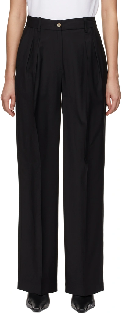 Loulou Studio Sbiru Wool Straight-leg Trousers In Black