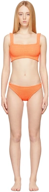 Hunza G Xandra Crinkled-effect Cropped Bikini In Orange