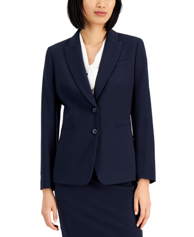 Tahari Asl Notched Two-button Blazer In New Navy