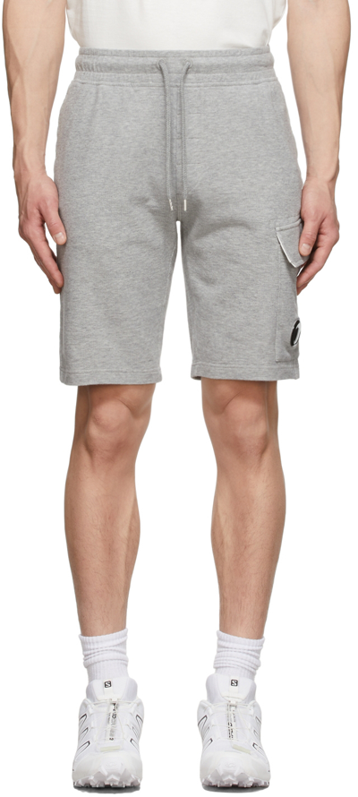 C.p. Company Lens-detail Cotton Cargo Shorts In White