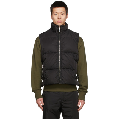 Givenchy Sleeveless Puffer Jacket With Metallic Strap Details In Noir