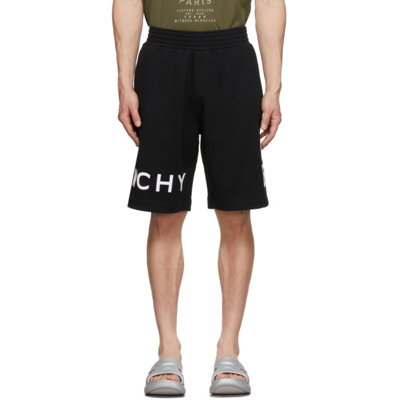 Givenchy Cotton Bermuda Shorts With Logo Print In Nero