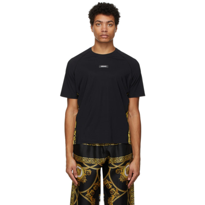 Versace Black Barocco Running T-shirt In 5b010 Blkgld