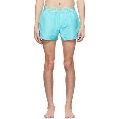 Versace Blue Short Greca Border Swim Shorts