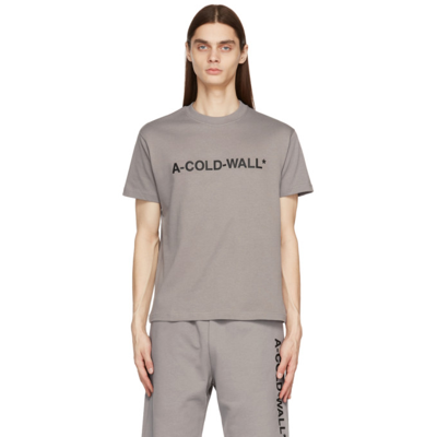 A-cold-wall* Knitted Esssential Ss Logo T-shirt Grey Cotton T-shirt With Front Logo