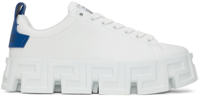 Versace Greek Labyrinth White Man's Leather Sneakers