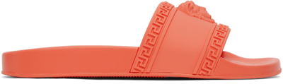 Versace Orange Palazzo Slides In 1r380 Bright Coral