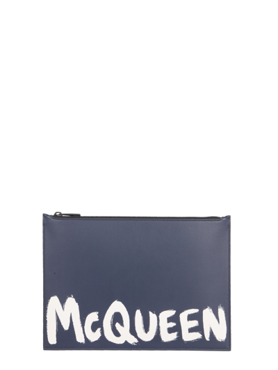 Mcq By Alexander Mcqueen Leather Clutch In Blue