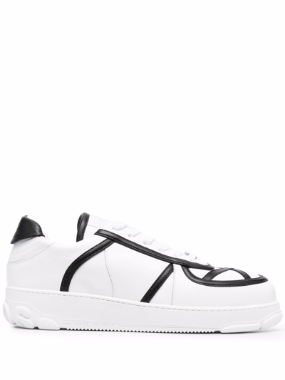 Gcds Nami Bicolor Leather Sneakers In White