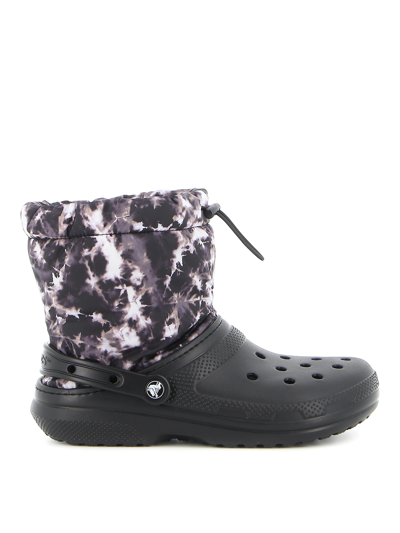 Crocs Classic Lined Neo Puff Tie Dye Boot In Black