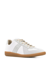 Maison Margiela Off White Leather And Grey Suede Replica Sneakers In White