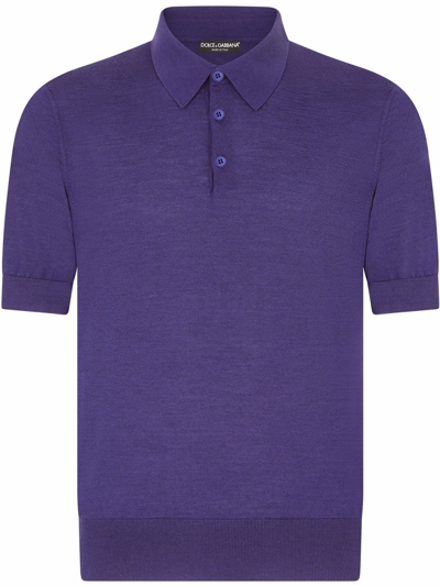 Dolce & Gabbana Short-sleeved Cashmere And Silk Polo-shirt In Blue