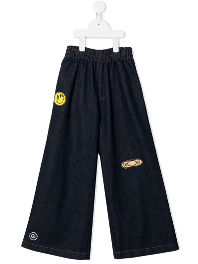 Natasha Zinko Kids' Wide-leg Patch Jeans In Blue