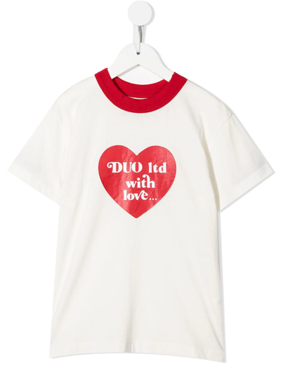 Natasha Zinko Kids' Heart-print Cotton T-shirt In White
