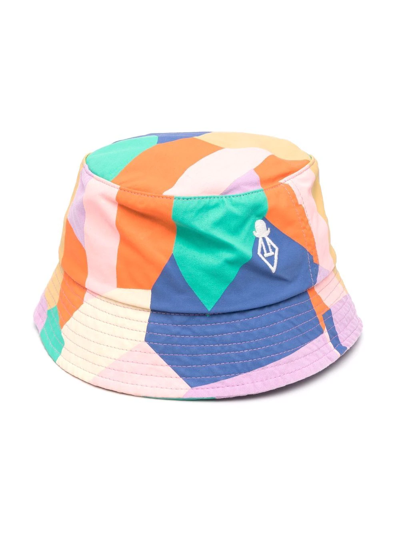 The Animals Observatory Kids' Geometric-print Bucket Hat In Blue