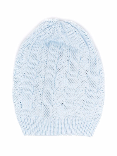Little Bear Babies' Cable-knit Beanie In Blue