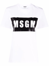 Msgm Box Logo T-shirt In White In Bianco
