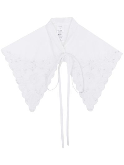 Patou Embroidered-monogram Collar In Bianco