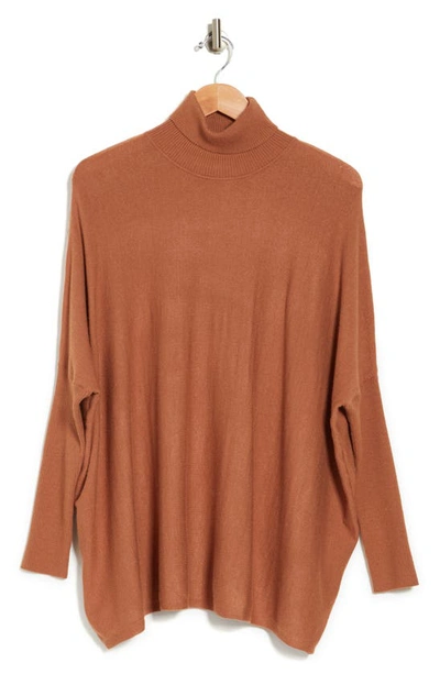 Joseph A Easy Solid Turtleneck Poncho Sweater In Camel