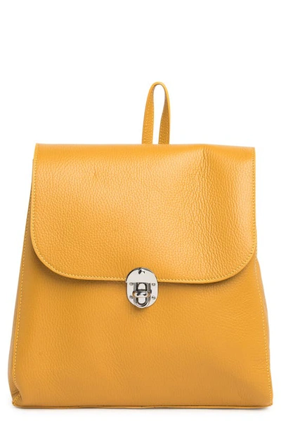 Massimo Castelli Dollaro Pebbled Leather Backpack In Yellow